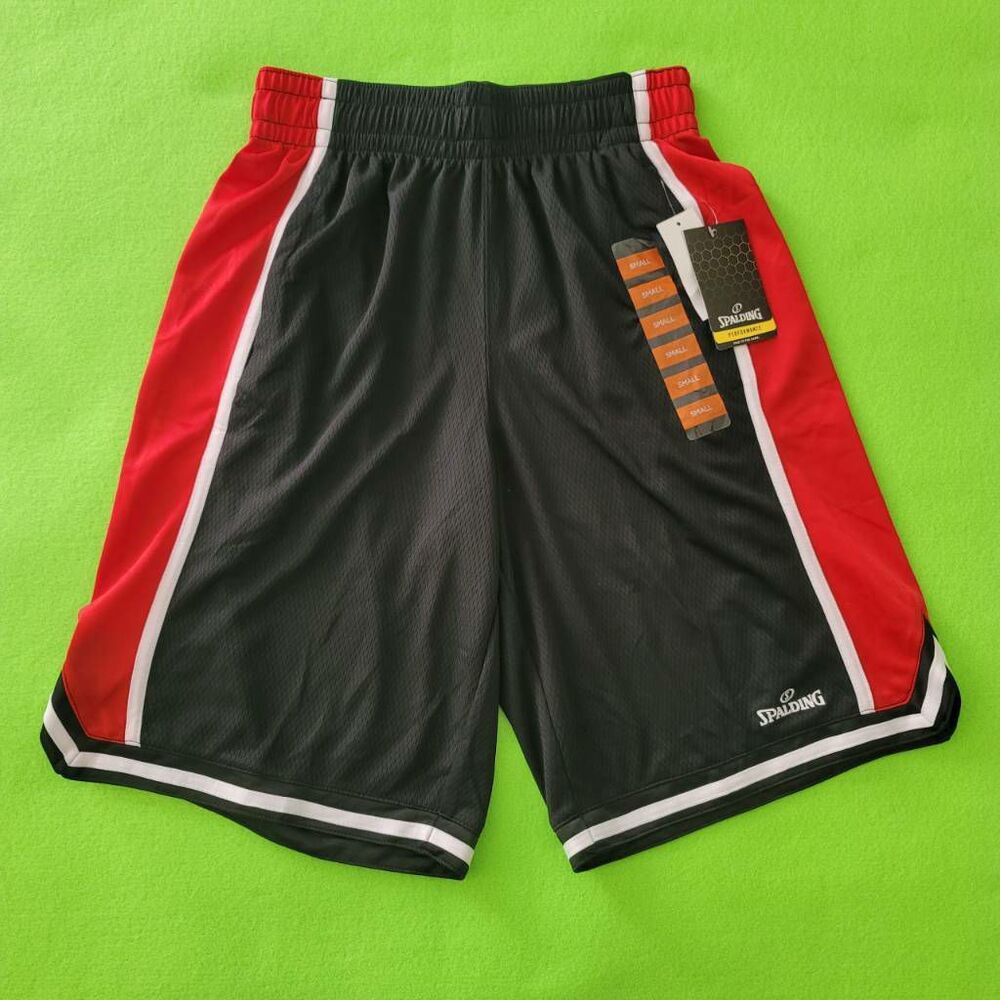 Spalding Men Basketball Shorts Black Red Activewear Athleisure Pullon S New